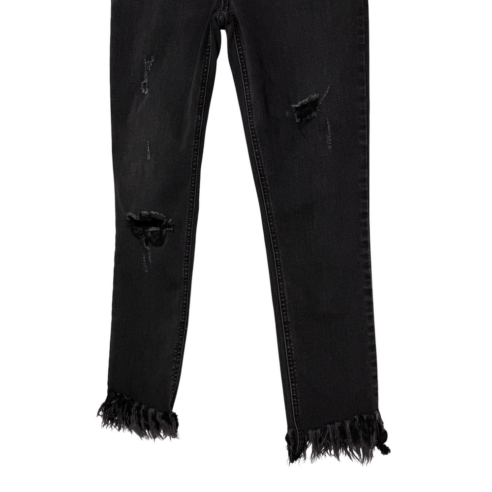 FREE PEOPLE Great Heights Skinny Jeans, Frayed Anke, Black Wash, Size 26 - Picture 8 of 10